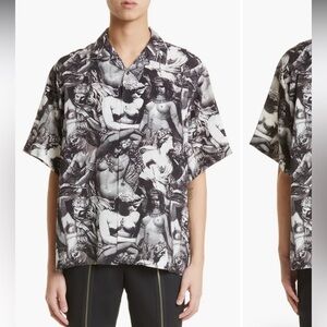 New Undercover Statue Print Short Sleeve Button Up Shirt Mens Sz 5